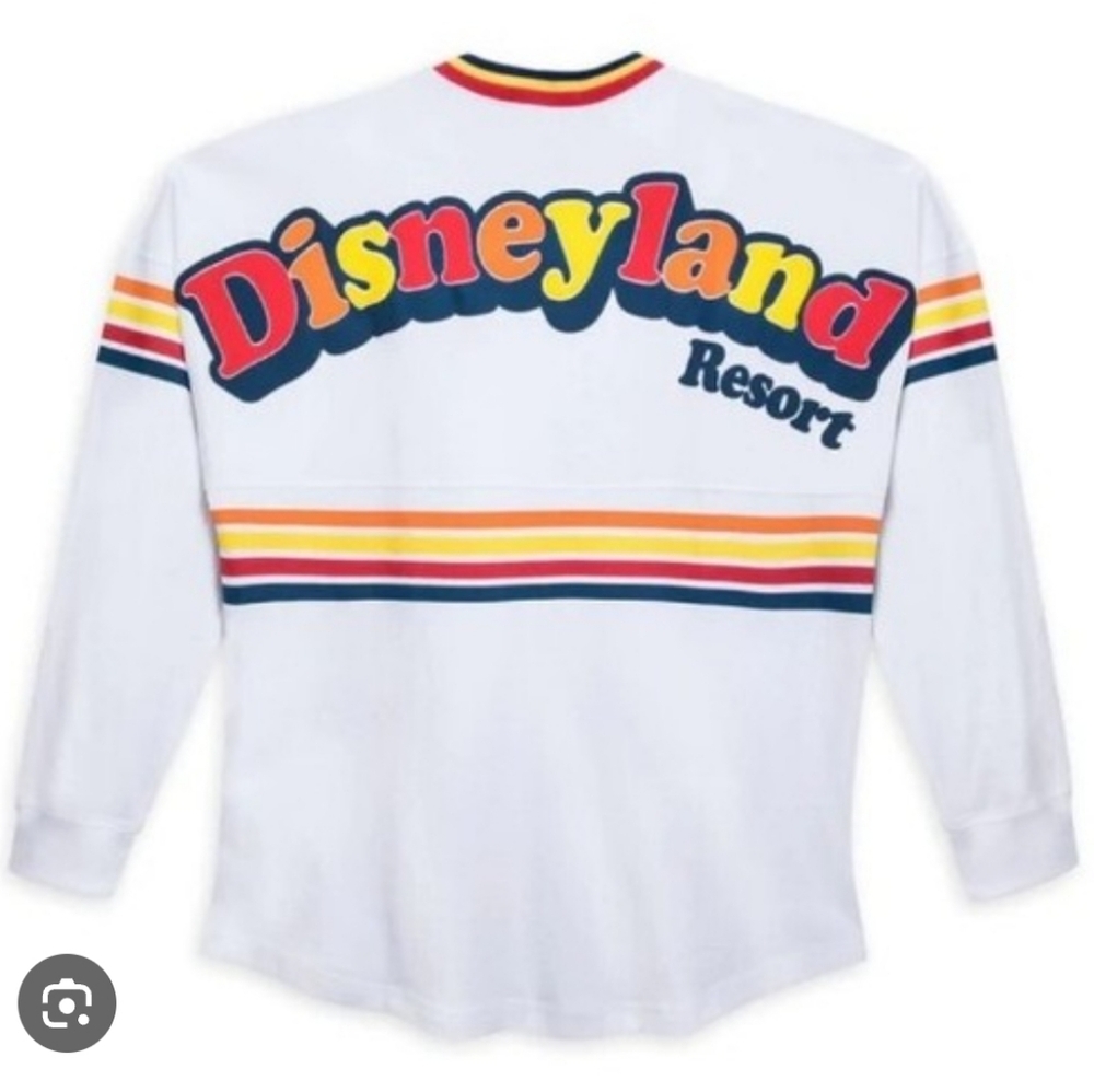 Disney Parks Disneyland Retro Spirit Jersey White Long Sleeved 100% Cotton Shirt